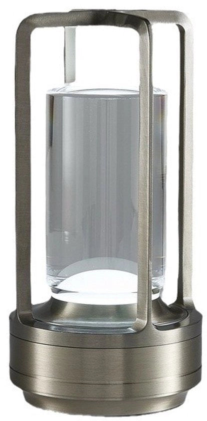 Lampada da tavolo LED, funzione di tocco a distanza, lampada cristallina ricaricabile, batteria ricaricabile USB-C, lampada da tavolo per interni ed esterni, adatta per sala da pranzo, camera da letto, bar, tavolo da pranzo, colore argento.