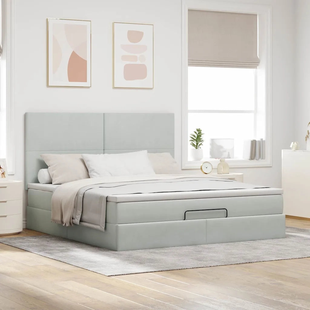 Struttura Letto Pouf con Materassi 160x200 cm in Velluto