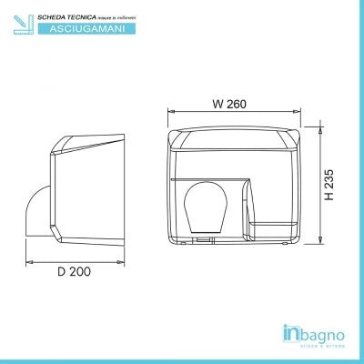 Asciugamani elettrico con sensore 2500W in acciaio inox satinato