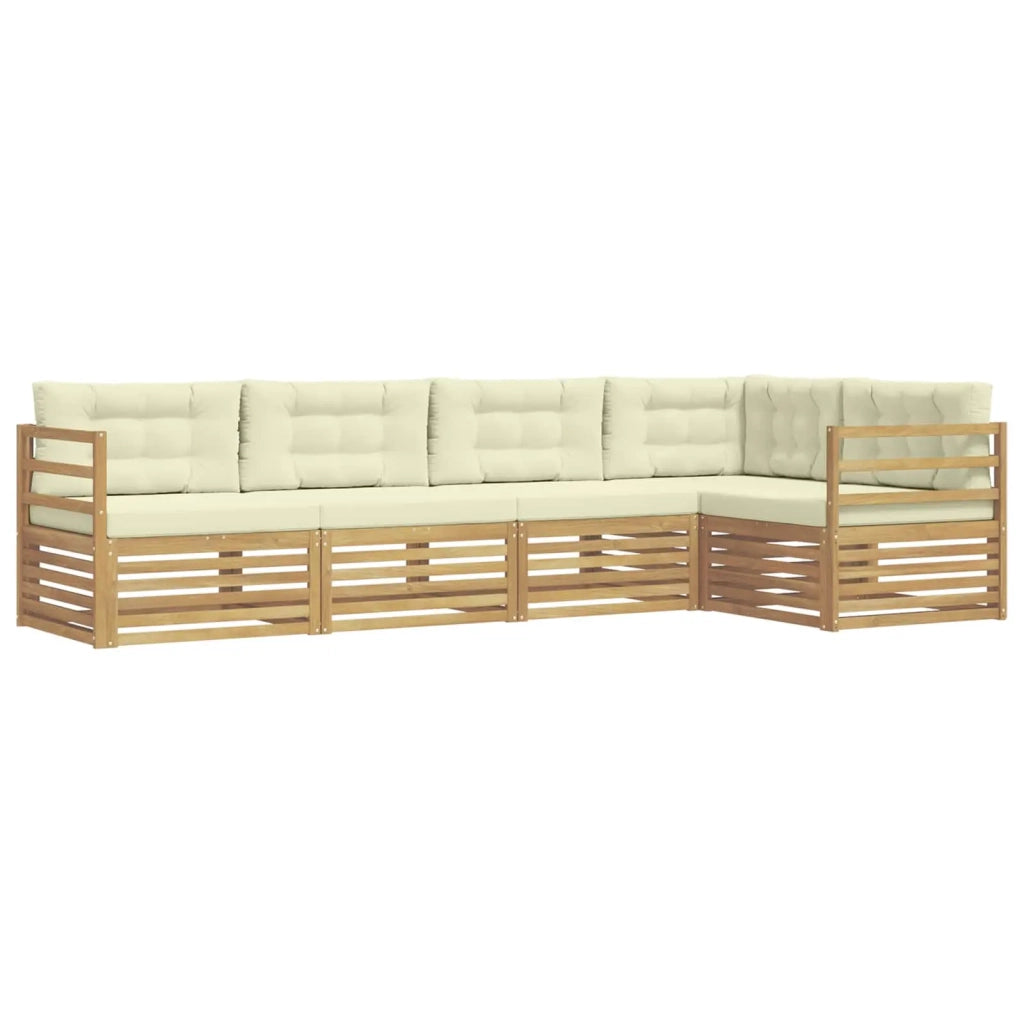 Set di divani da esterno 5 pcs Bianco e Crema Poliestere 3390465
