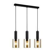 Lampadario Italux Sardo moderno nero oro vetro 3xE27