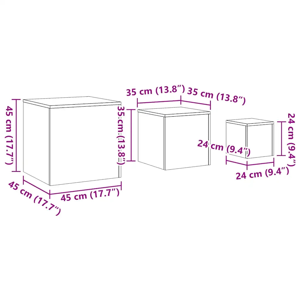 vidaXL Tavolini 3 pz Legno Antico in Legno Multistrato