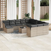 Set Divani da Giardino 13 pz con Cuscini Grigio in Polyrattan 3218640