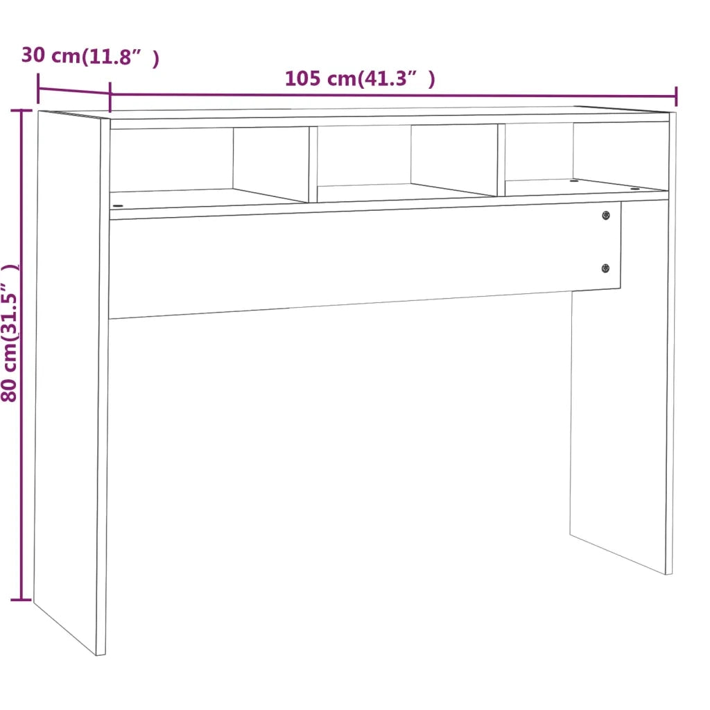 Tavolino Consolle Grigio Sonoma 105x30x80 cm Legno Multistrato 815940