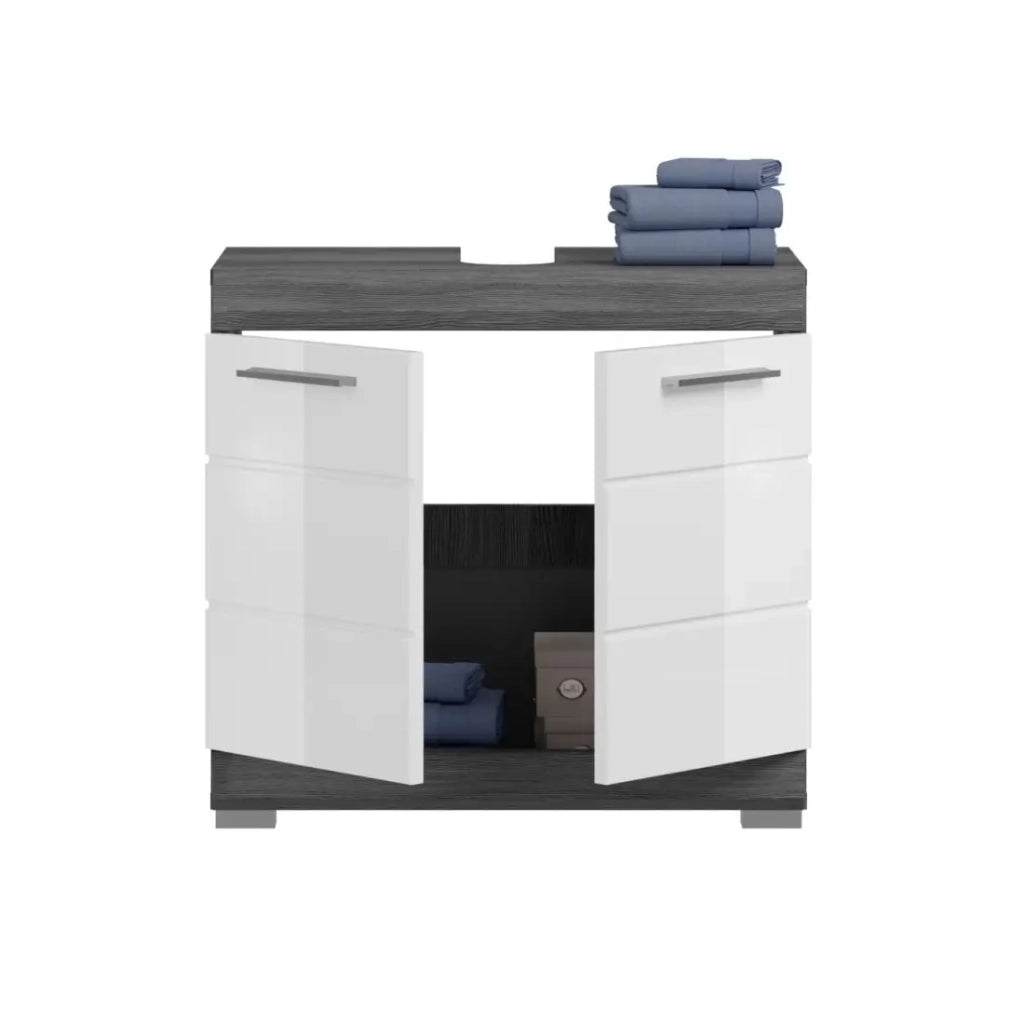 Set bagno SCOTT – Mobile sottolavabo e armadietto con specchio LED