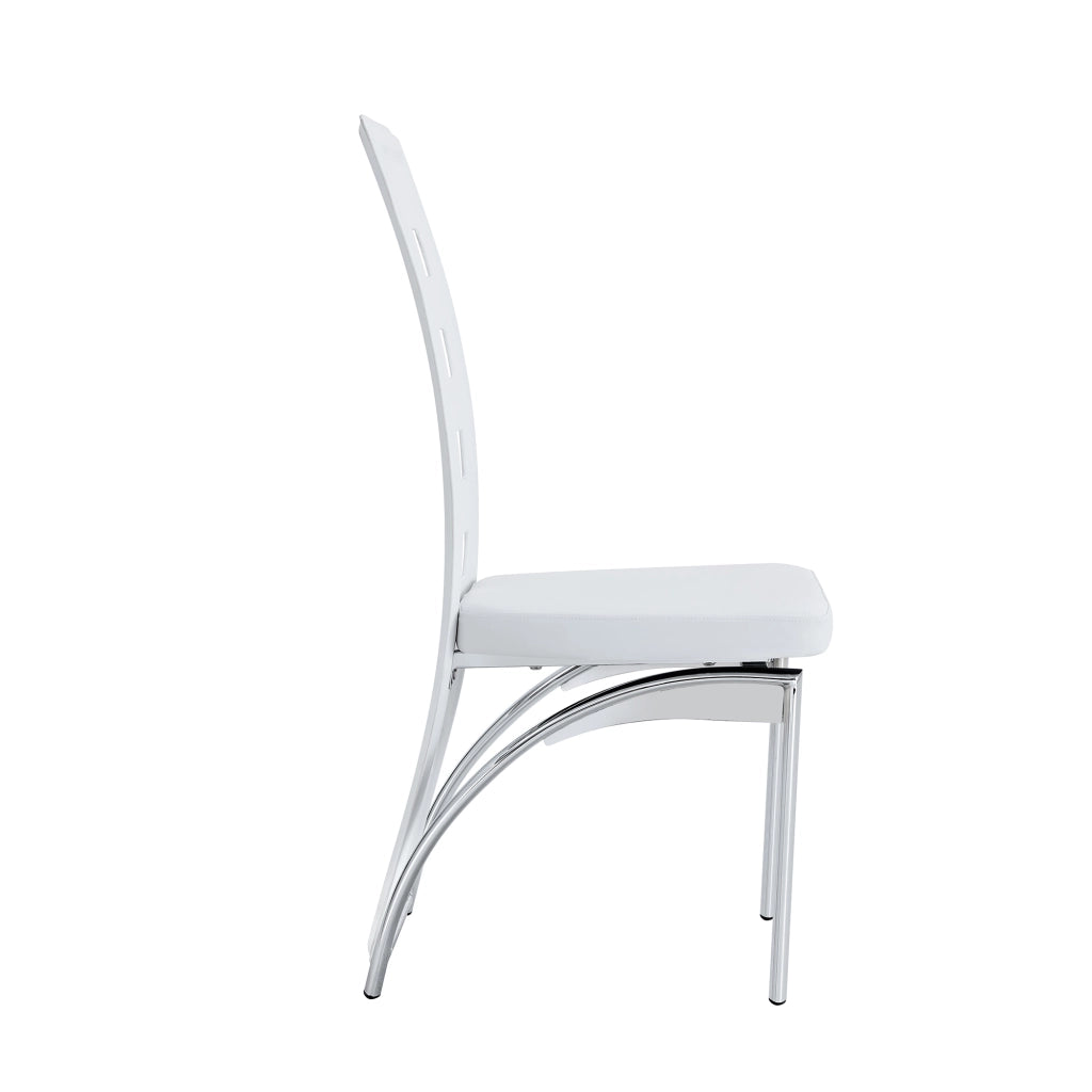 Set tavolo da pranzo e sedie con 1 tavolo rotondo e 4 sedie; vetro temperato e metallo; bianco e argento