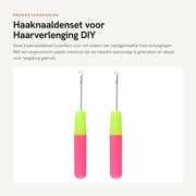 Set di aghi per acconciatura 2 pezzi - Manico ergonomico - Acciaio inossidabile - 15,8 cm - Duraturo - Adatto per estensione capelli - Set di aghi per acconciatura