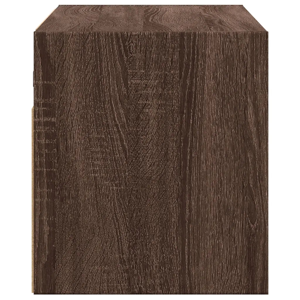 Mobile TV a Parete con Luci LED Rovere Marrone 80x31x35 cm 852263