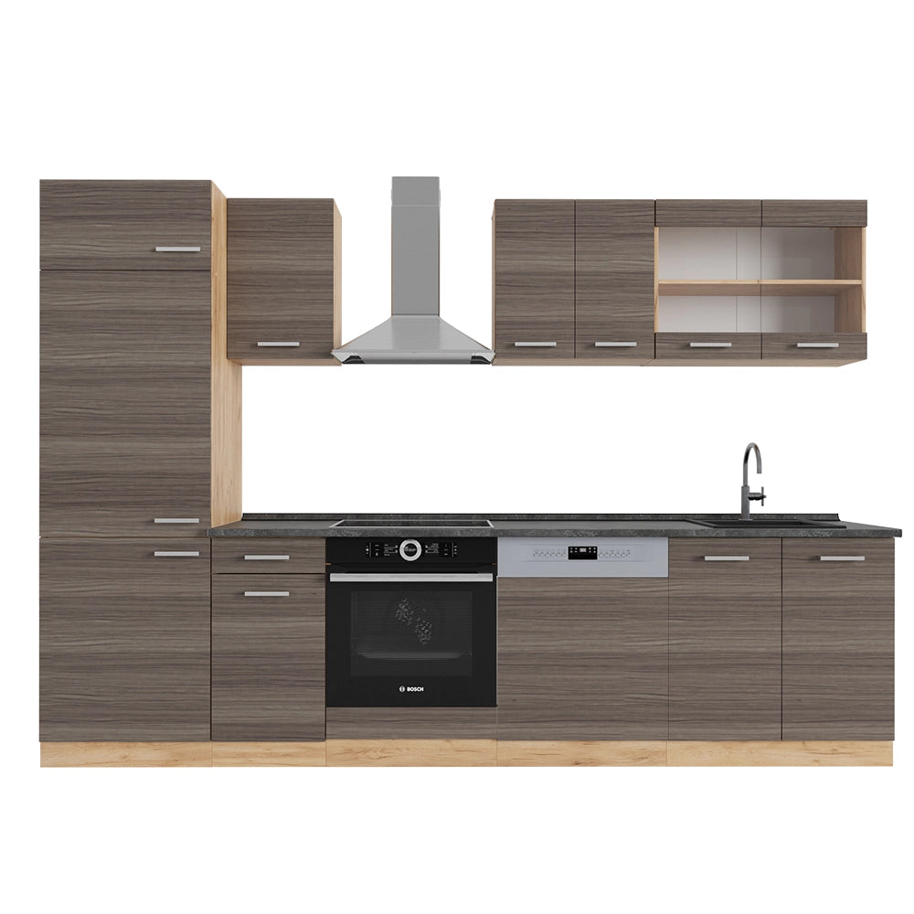Vicco Cucina componibile Grigio nobile/rovere dorato 300 cm , PL Antracite