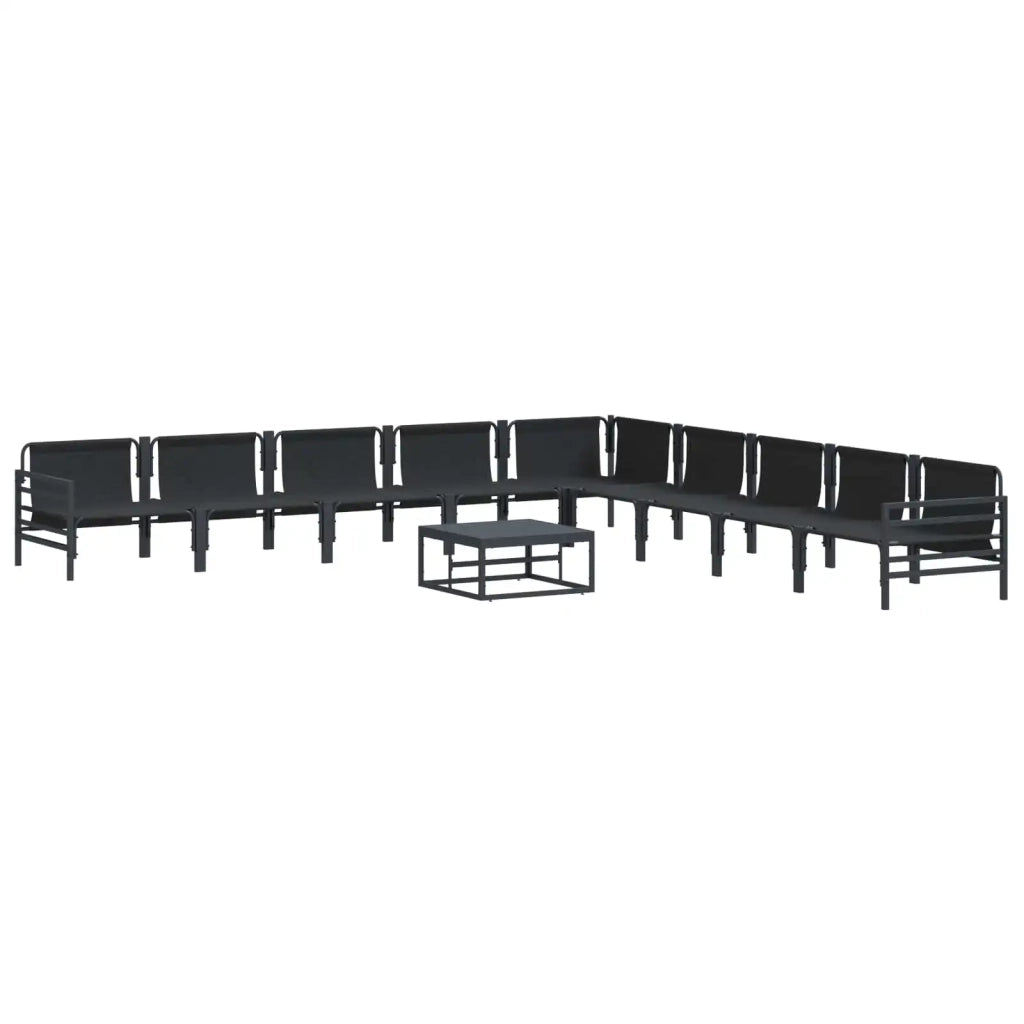 Set Divano da Giardino con cuscino 10 pcs Nero Acciaio 3378997