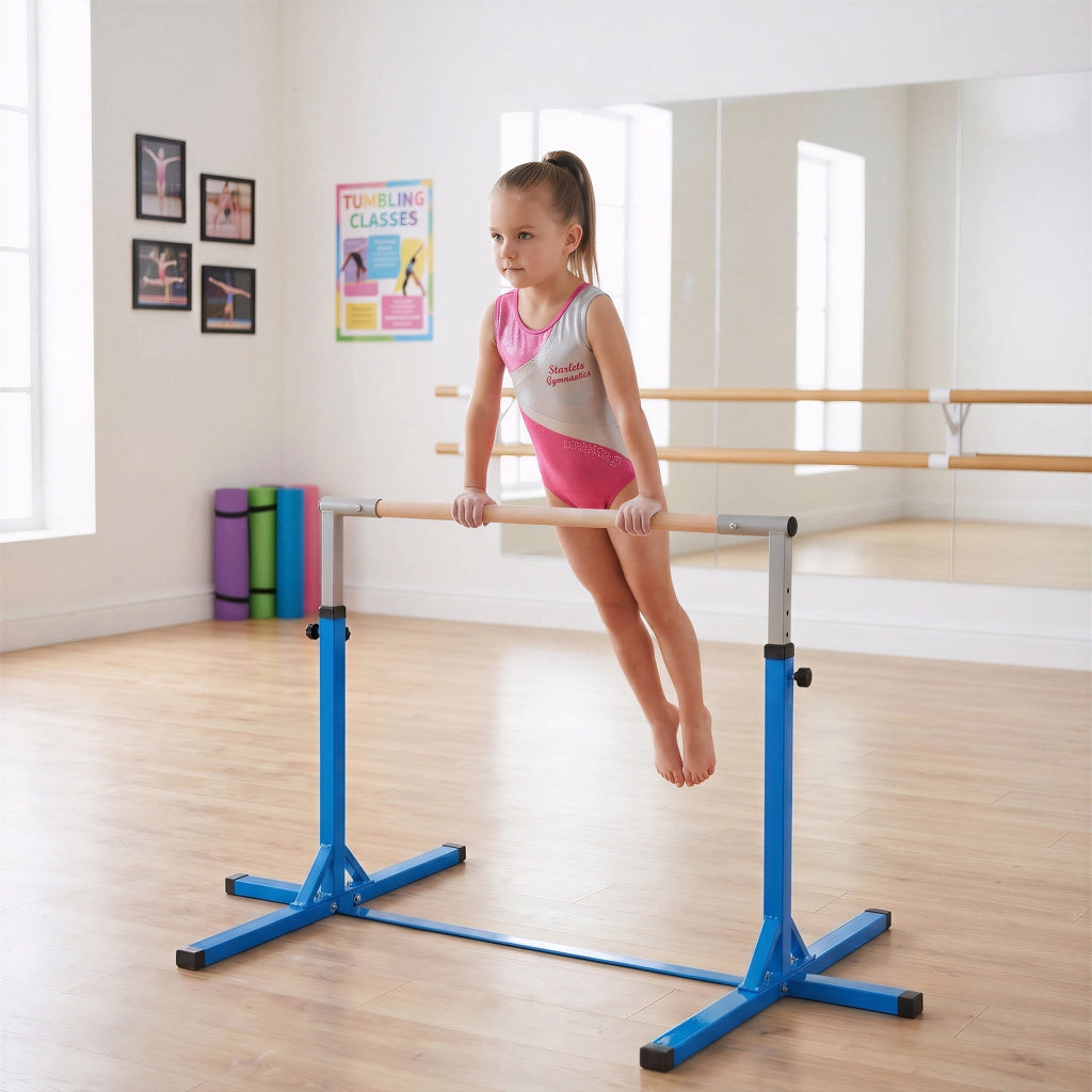 Sbarra Ginnastica Bambini Regolabile 92-150 cm ¨C Zephmum ¨C 194x121x150 cm Blu