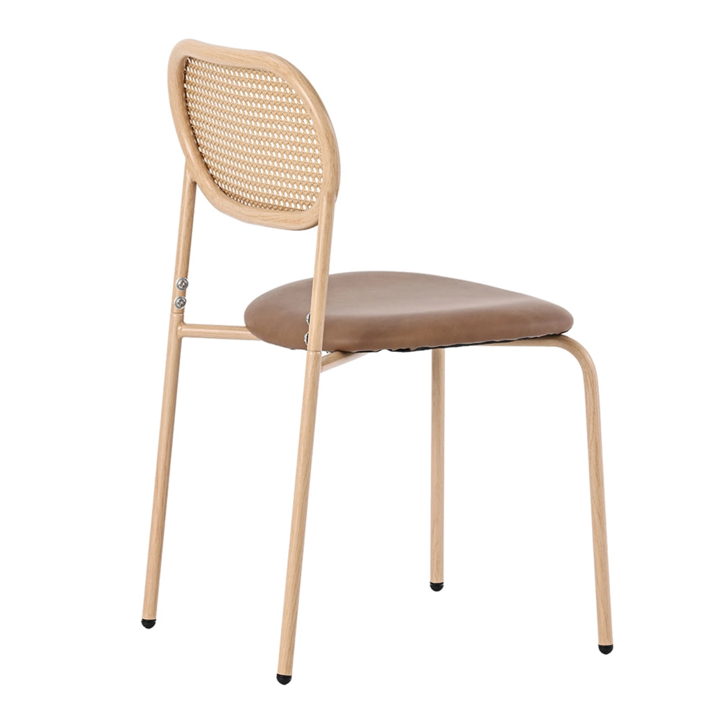 Set di 4 sedie da pranzo in rattan e PU marroni