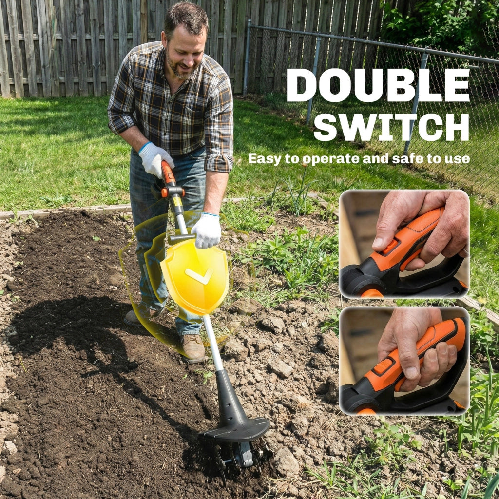 Motocoltivatore da Giardino 18V Larghezza 20 cm Profondità 18 cm Batteria e Caricabatterie Esclusi