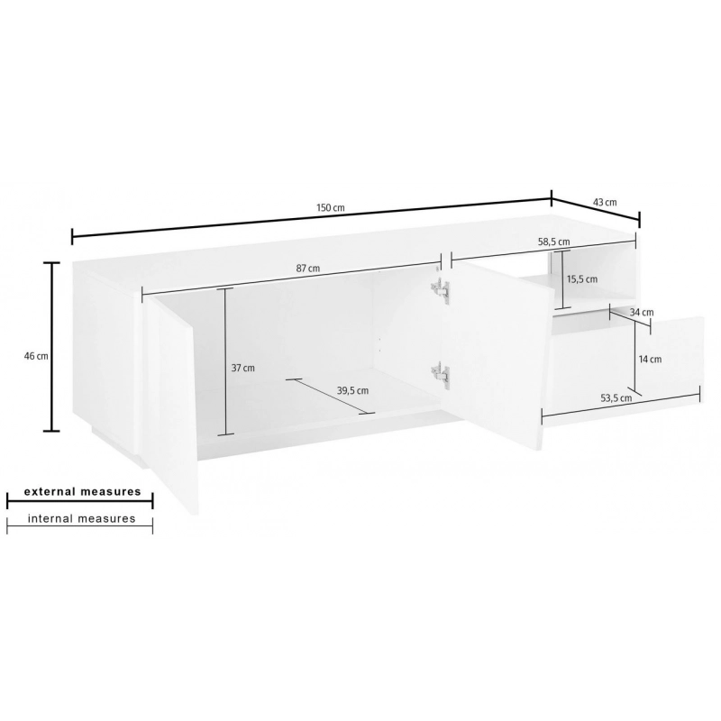 Mobile Porta TV Vega 150 – 2 ante/1 cassetto – Ardesia
