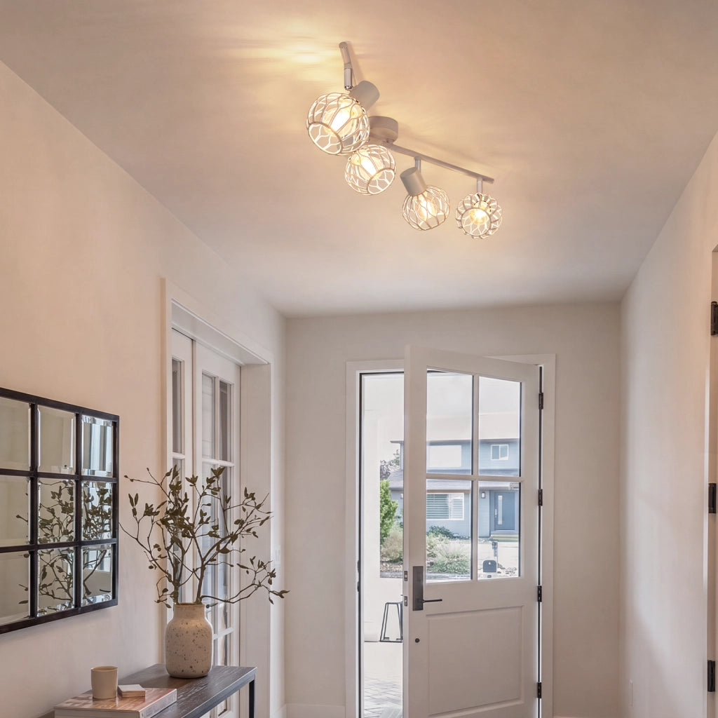 ZMH Faretto da soffitto 4 Luci Grigio E14 Metall Orientabile Moderni per Soggiorno Cucina Corridoio Senza Lampadina