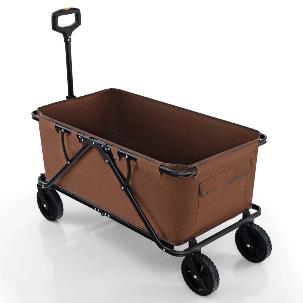 Carrello da giardino pieghevole con manubrio regolabile portabottiglie tasca portaoggetti, Carrello da campeggio Caff¨¨-Attrezzatura da campeggio