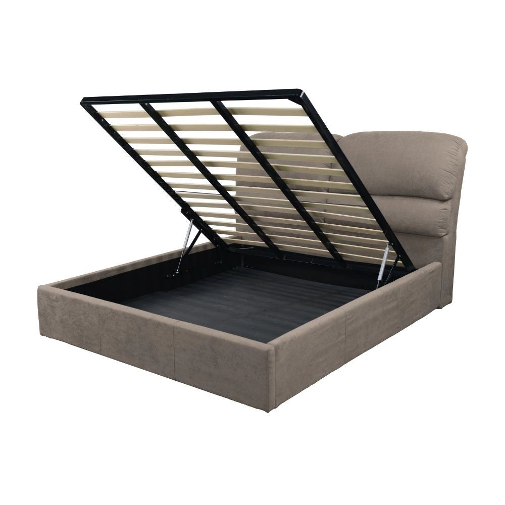 Letto una piazza e mezza contenitore Sofaback in tessuto tortora 138x222x120H