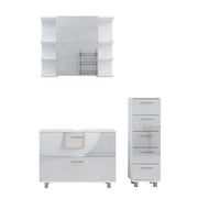 Vicco Set di mobili da bagno Bianco lucido 3 parti, con base 80 cm