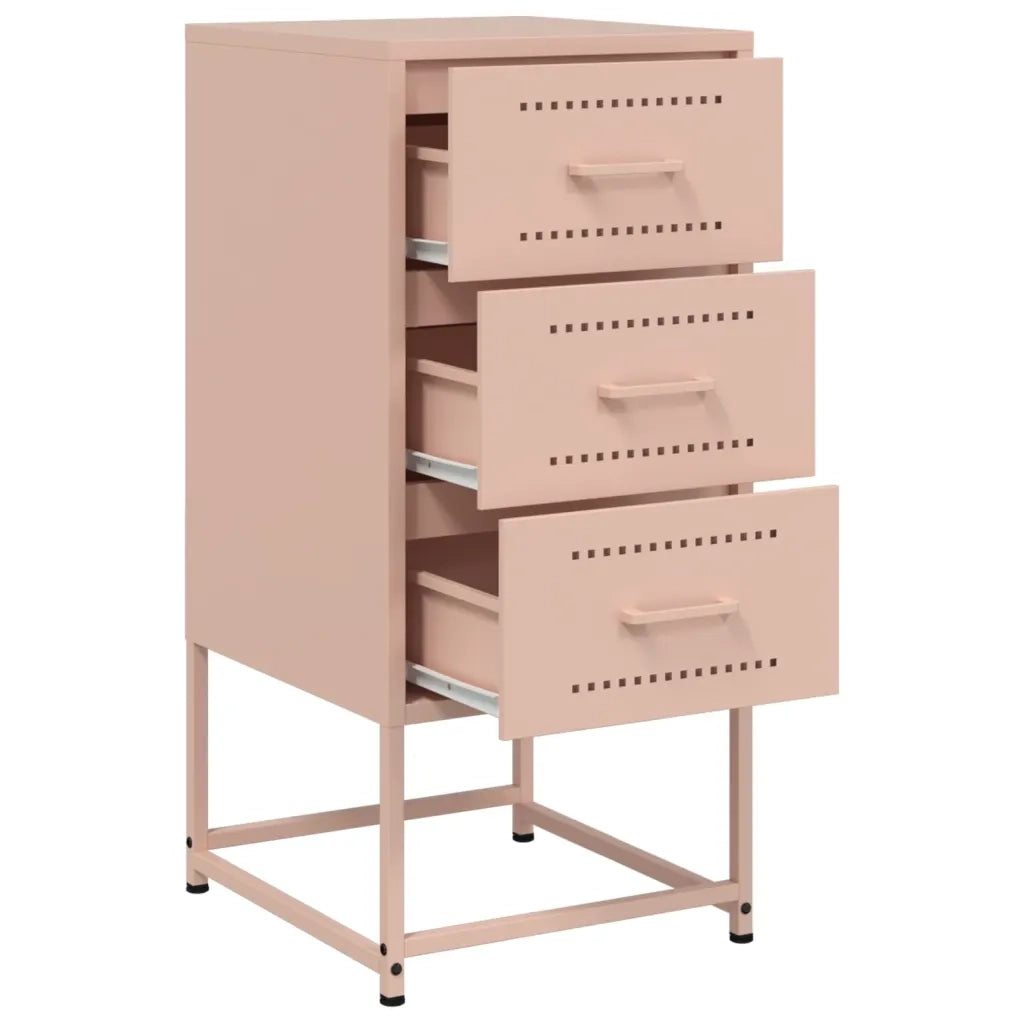 Set di 2 Comodini | Armadio da Notte | Mobiletto da notte Rosa 36x39x78 cm in Acciaio