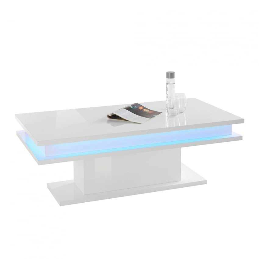 Tavolino da caffè moderno con luce led bianco lucido: LITTLE BIG