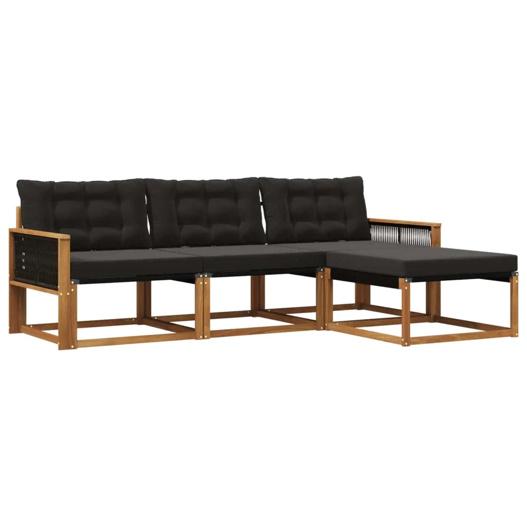 Set di divani da esterno 4 pz Naturale e Nero 3381344