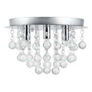 Plafoniera sospensione metallo e cristallo artistico cromo argento 3 x G9 diametro 28 cm 03_0002811