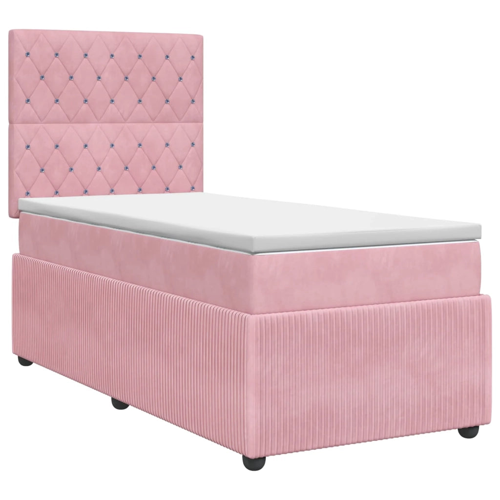 Letto box spring con materasso Rosa 90 x 200 cm Velluto 3454528