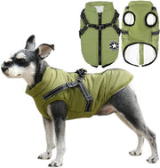 Giubbotto per piccoli cani con cinturino - Impermeabile - Strisce riflettenti - Anello in acciaio inossidabile duraturo - Verde - Taglia S.