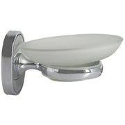 Trade Shop - Porta Sapone Saponetta Con Piattino Vetro Satinato Parete Bagno Ovale 52009 -
