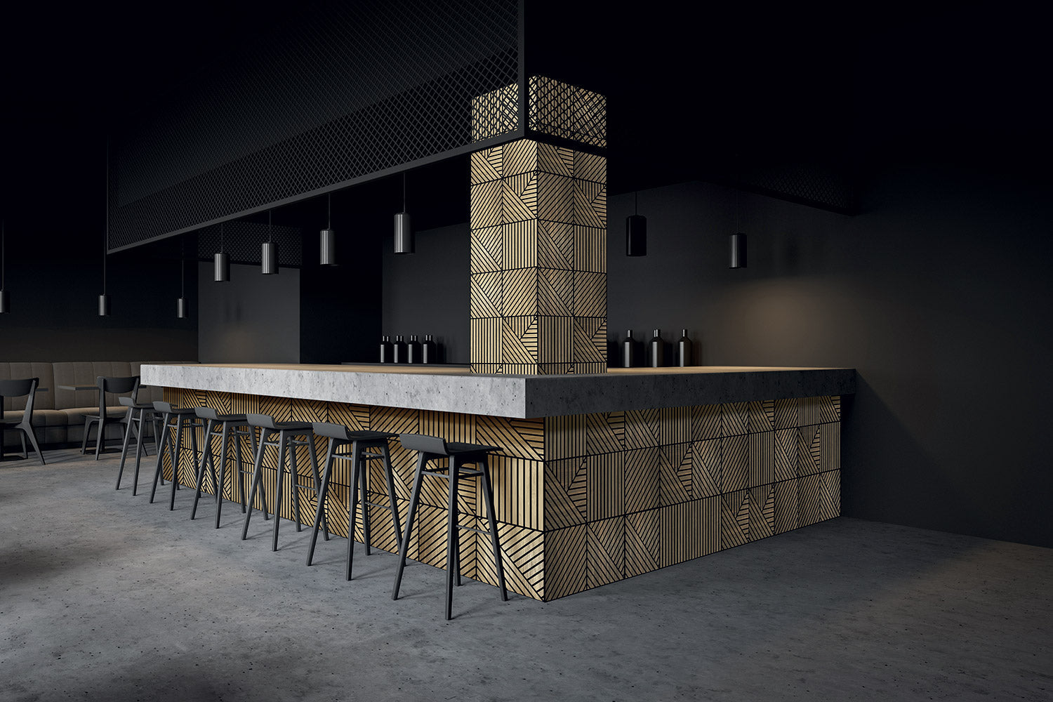 Set 10 Pannelli Decorativi Fonoassorbenti 58x58 cm in MDF Decoro B Verticale Noce Asia