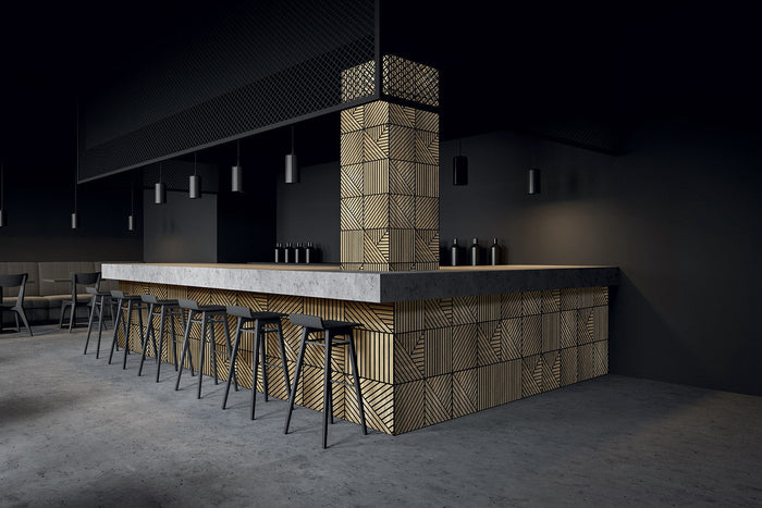 Set 10 Pannelli Decorativi Fonoassorbenti 58x58 cm in MDF Decoro D Obliquo Doppio Rovere Aurora