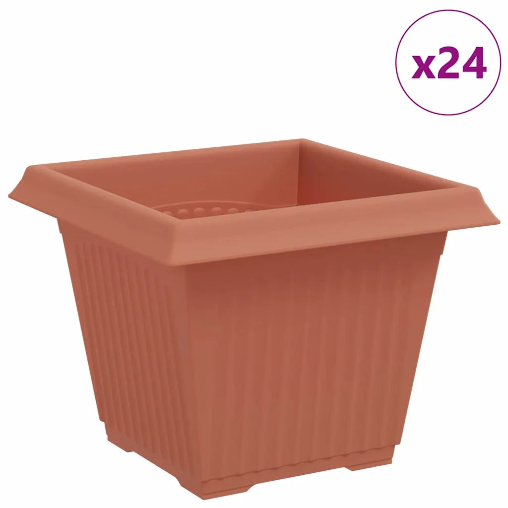 Vaso quadrato per fiori 24 pcs Rosso Mattone 33 x 33 x 26 cm