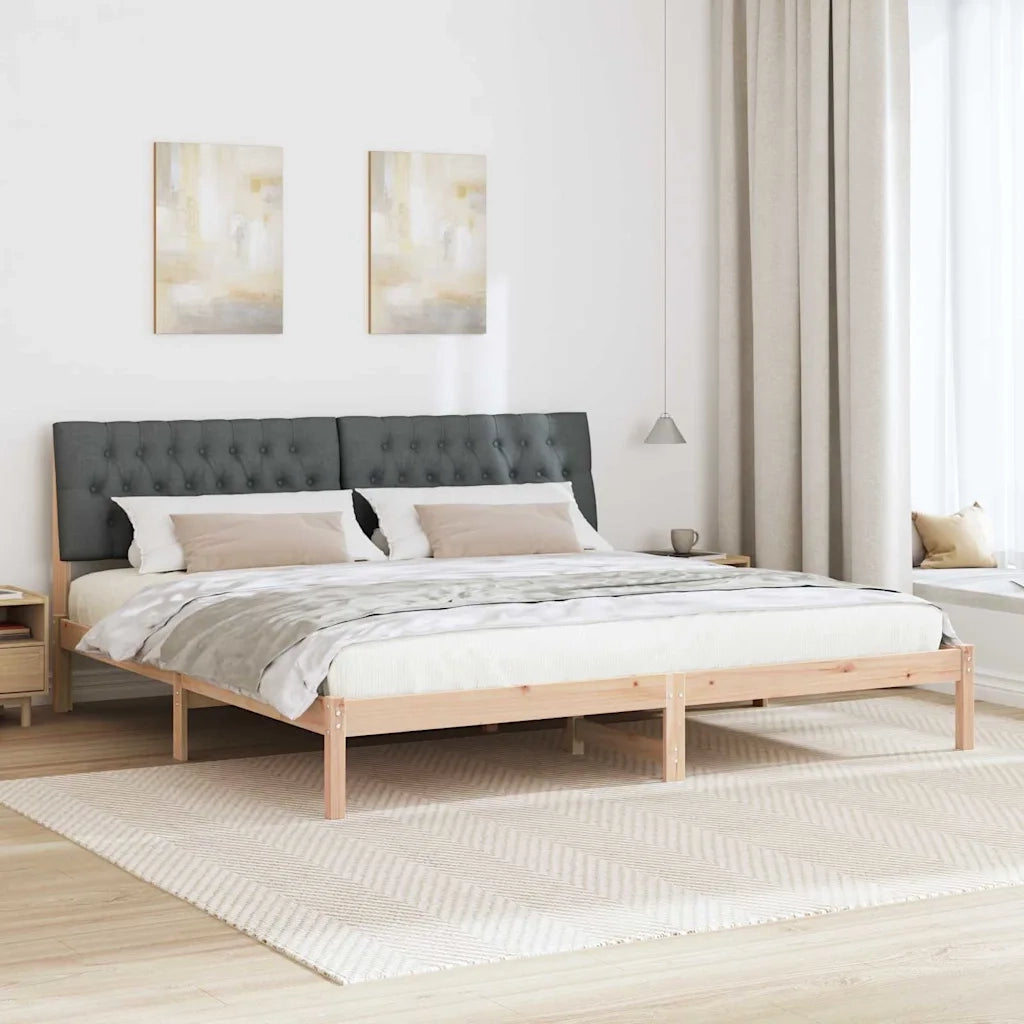 Letto con Testiera Rivestita con testiera Marrone 200 x 200 cm 3394379