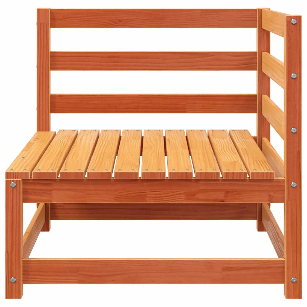 Divano Giardino con Poggiapiedi 2 Posti Marrone Cera Legno Pino 837974