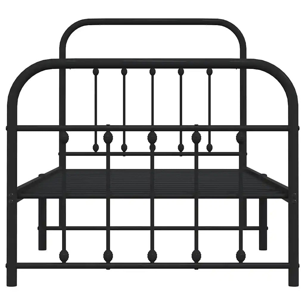 Giroletto con Testiera e Pediera-Struttura Letto Metallo Nero 90x190 cm 415564