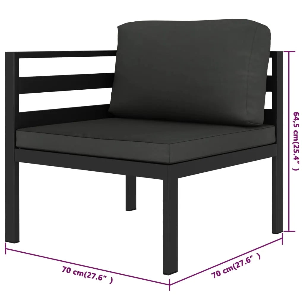 Set Divani da Giardino 6 pz con Cuscini in Alluminio Antracite cod mxl 41625