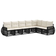 Set Divano da Giardino 7 pcs Nero e Bianco Crema polyrattan 3435427