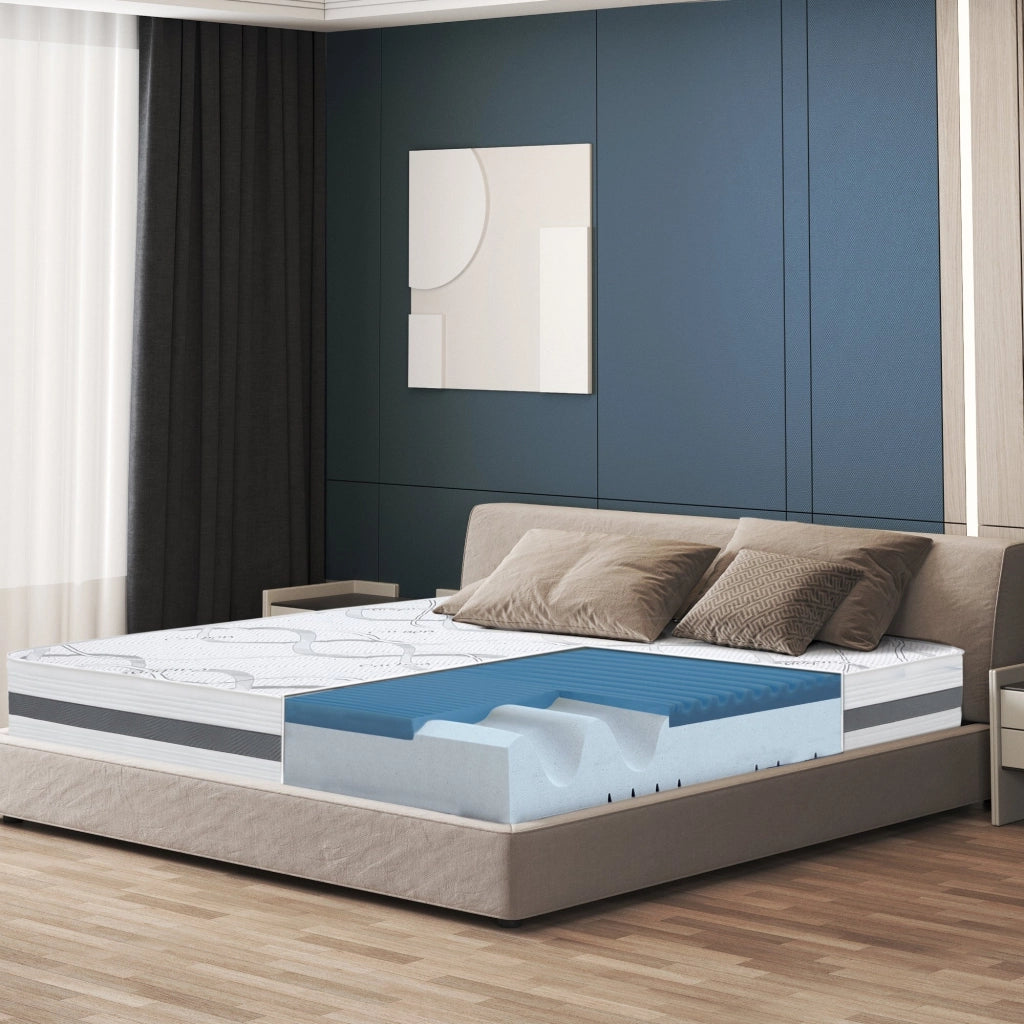 Materasso in Memory Foam a Una Piazza e Mezza 120x195 Altezza 22 cm | Rigidità media/alta | Tessuto Anallergico e Traspirante | Proprieta' Ortopediche Automodellanti | Prodotto in Italia