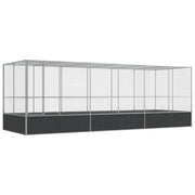 Voliera a gabbia con estensione in argento 625 x 207 x 212 cm acciaio argento 02_0045659