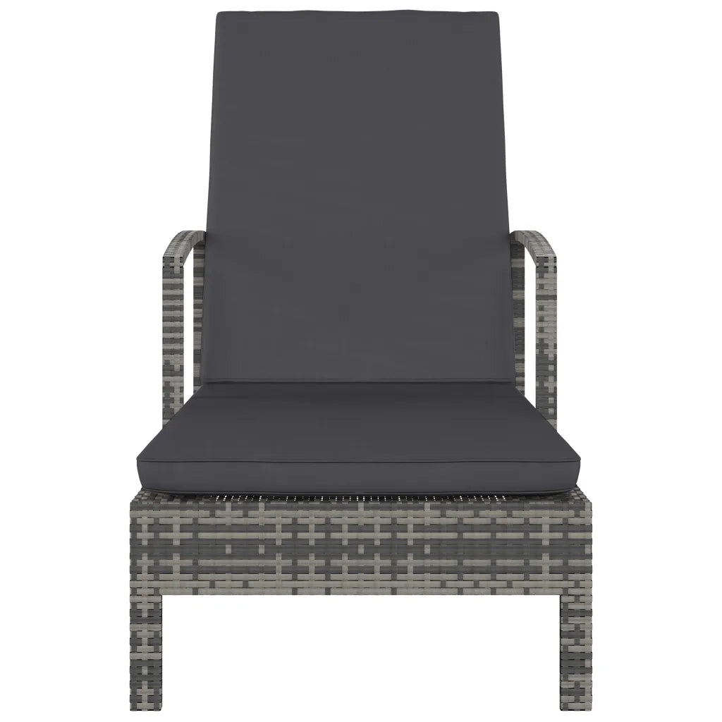 Lettino Prendisole con Braccioli in Polyrattan Grigio 48126