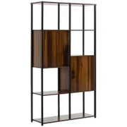 Libreria Stile Industriale con 4 Ripiani e 2 Armadietti, 90x30x159.5cm, Nero e Marrone