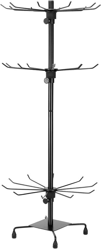Supporto di esposizione girevole - 3 livelli di metallo nero per gioielli e accessori