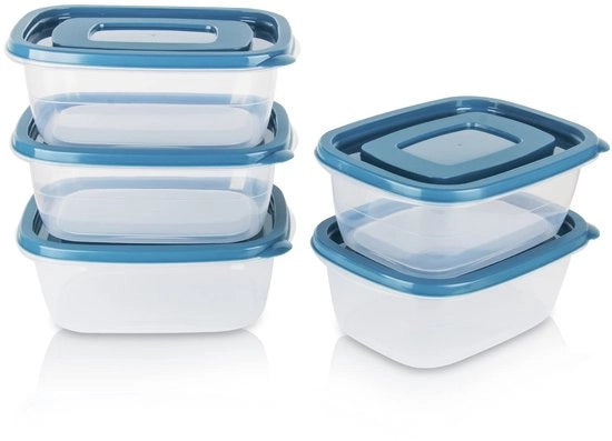 Contenitori alimentari, set di conservazione (1000 ml per scatola), liberi da BPA, rettangolari, in plastica, contenitori alimentari con coperchi, ripiegabili, per scuola, lavoro, viaggi e pasti, 10 pezzi