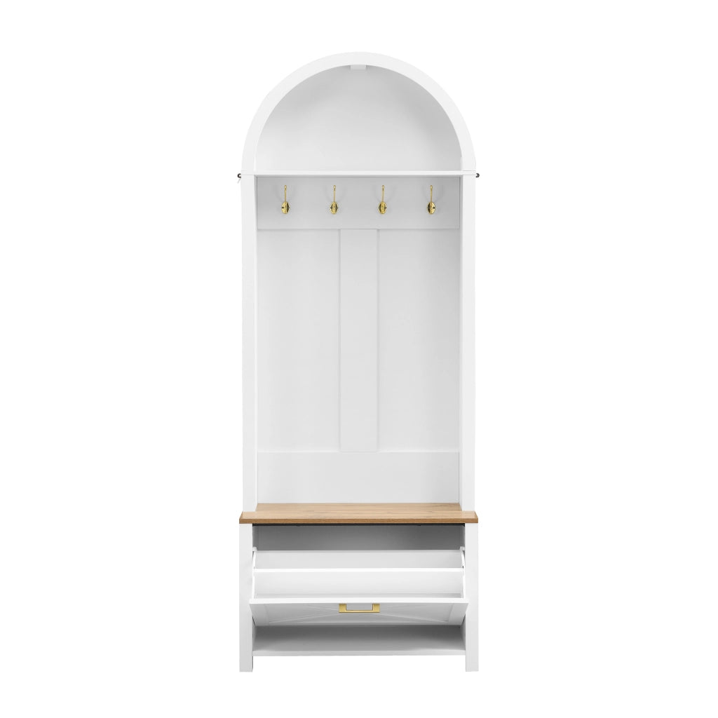 Scarpiera con Appendiabiti, Ripiani e Ganci ¨C MINIMAL ¨C Legno MDF, Metallo, Ingresso