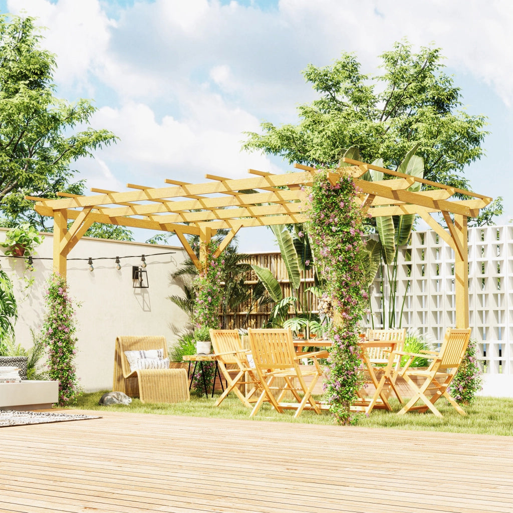 Pergola da giardino 3x4 m in legno per piante rampicanti ¨C zephmum ¨C naturale
