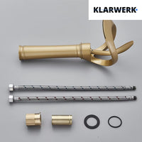 NAVIS | Rubinetto a cascata design bagno alto oro opaco | Elegante rubinetto in acciaio inossidabile premium per lavelli alti | Miscelatore 2 attacchi