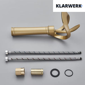 NAVIS | Rubinetto a cascata design bagno alto oro opaco | Elegante rubinetto in acciaio inossidabile premium per lavelli alti | Miscelatore 2 attacchi