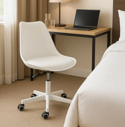 Sedia Ufficio Ergonomica Regolabile 4ruote Girevoli Design Moderno Bianco