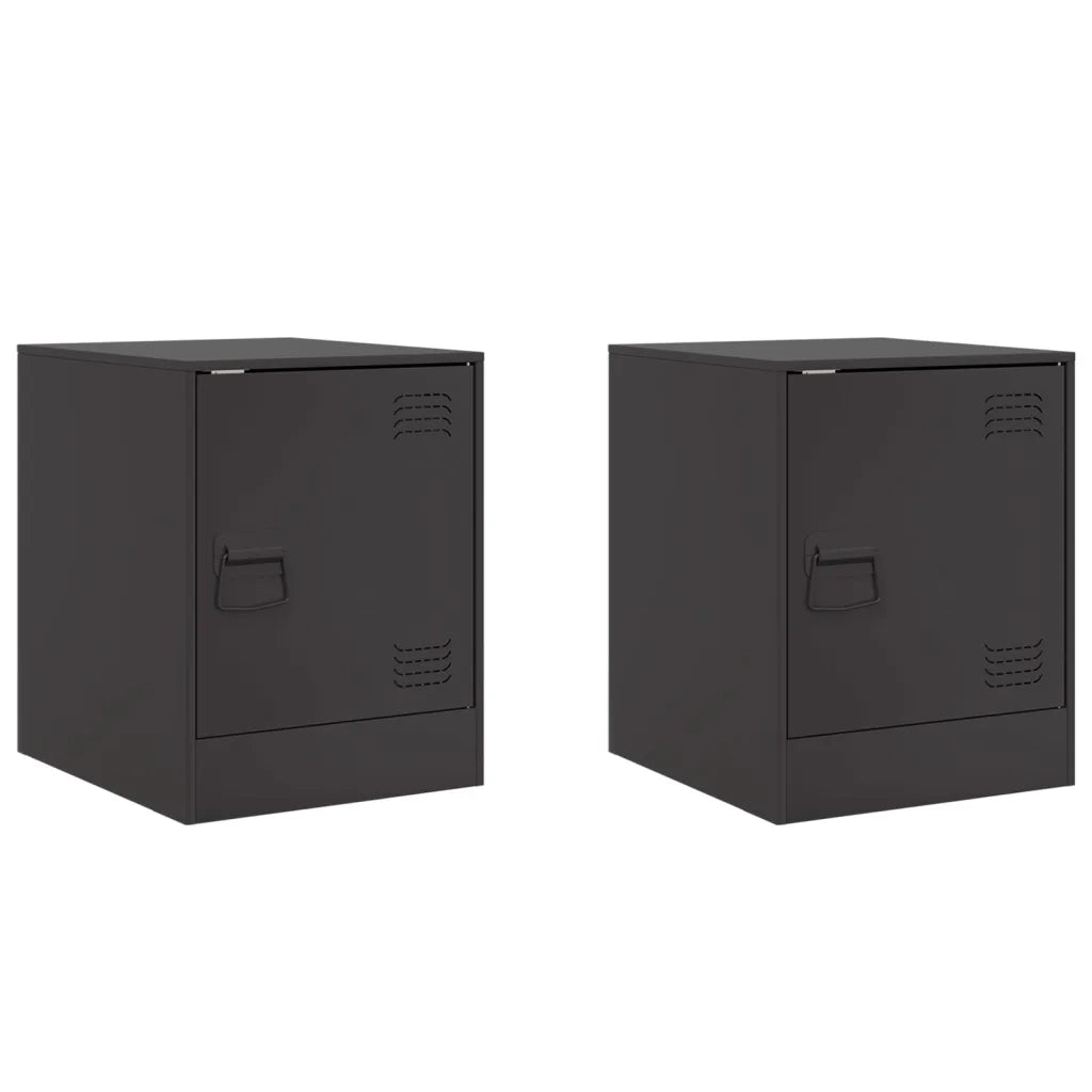 Comodini 2 pz-Set di 2 Tavolino da notte Neri 34,5x39x44 cm in Acciaio 911636
