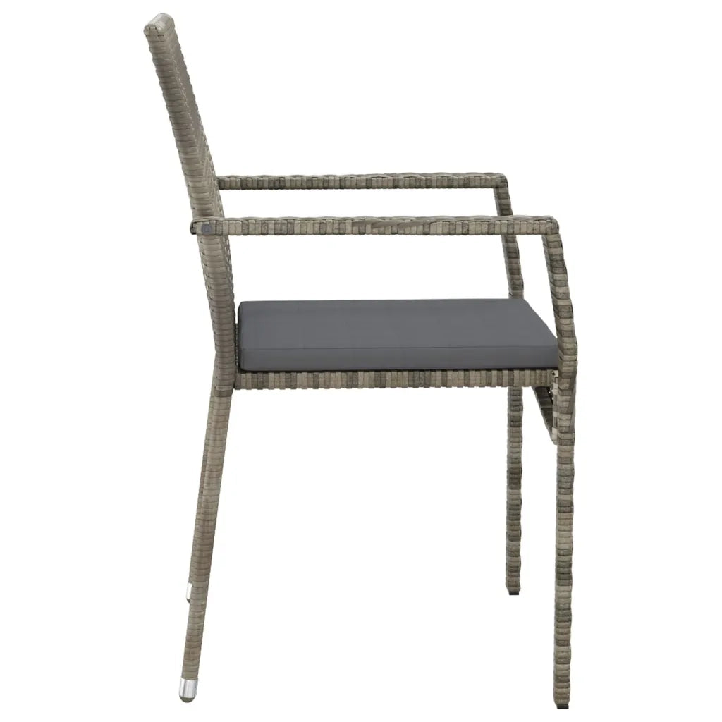 Set da Pranzo da Giardino 5 pz con Cuscini in Polyrattan Grigio 3184995